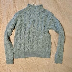 J. Crew Soft Blue Cable Knit Turtleneck Sweater